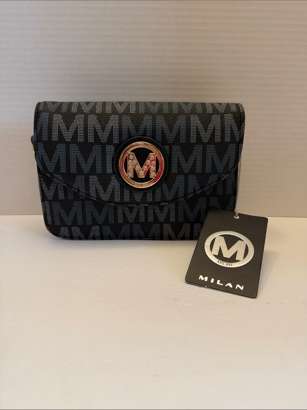 Milan Black Logo Monogram Crossbody